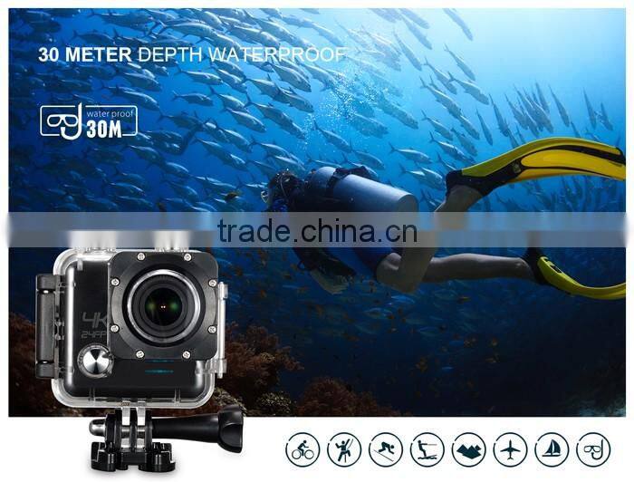 New arrival mini Full HD 4K/2K/1080P/720P/ WVGA go pro waterproof action camera with 170deg wide angle view ,2.0 large LCD