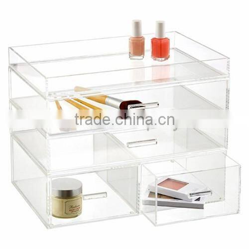 4 tiers clear acrylic make up organizer,acrylic cosmetic organizer,acrylic drawer storage organizer with top open