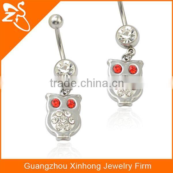 Unique Designed Belly Button Navel Rings Owl Shaped Dangle Stainless Steel Navel Piercing Jewelry