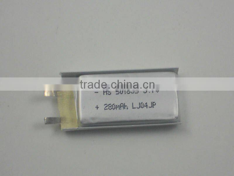 rechargeable 3.7V small li-polymer Battery 280mAh