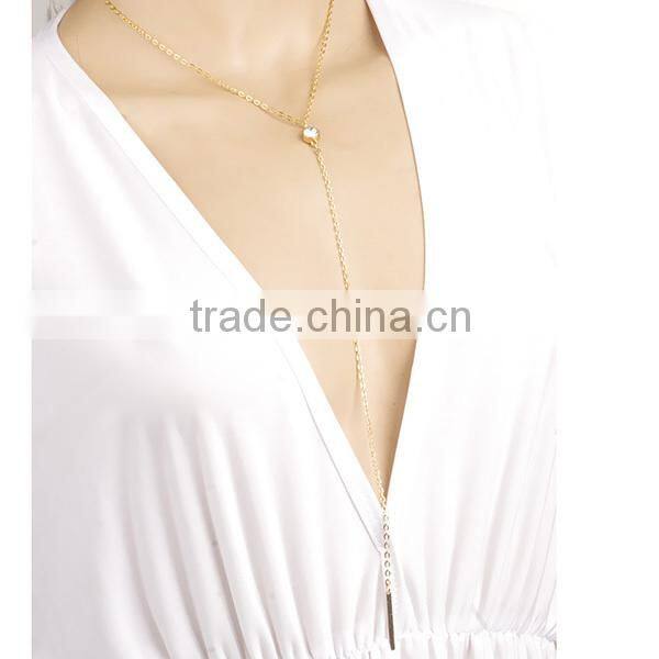 diamond tassels women long thin chain necklace
