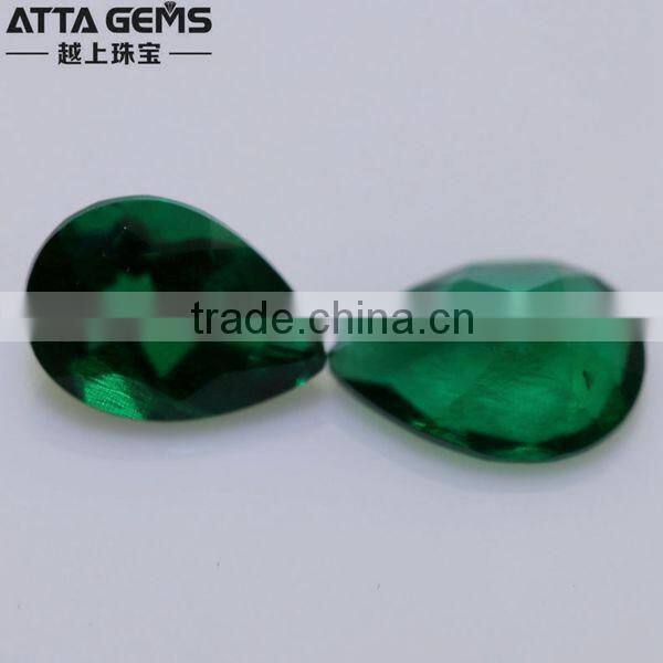 Lab created emeralds with excellent pear cut