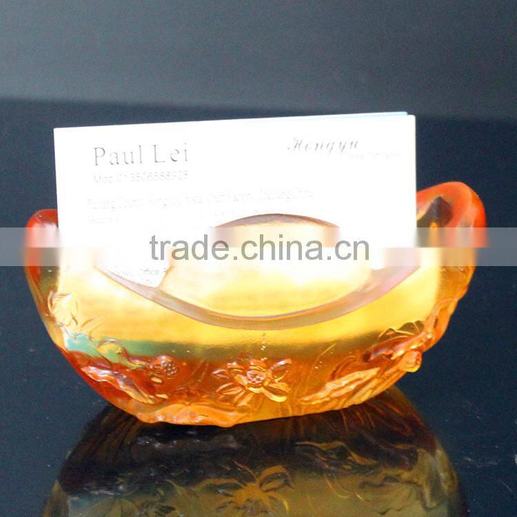 yellow crystal glass name card holder