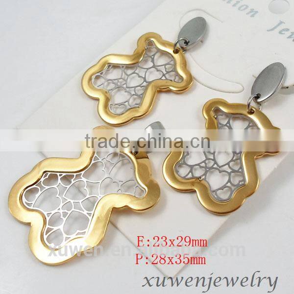 2016 wholesale natural shell stainless steel stylish fake gold jewelry set