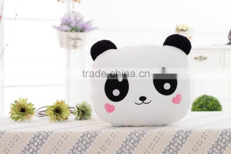 cartoon panda style coral fleece 2 in 1 cushion roll-matt, 100x150cm kid's vehicle-mounted plush folding blanket