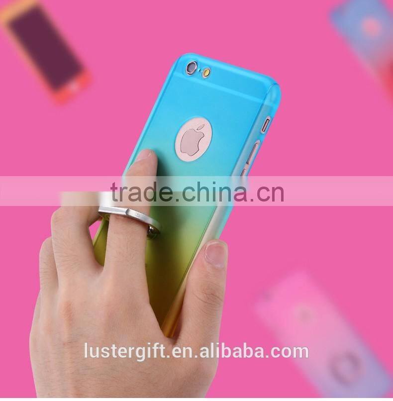 Luxury with Tempered Glass Screen for iPhone 6 6S Phone Case 360 Rotating Ring Kickstand Full body Cover Case