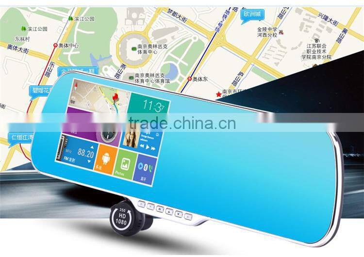 5'' Smart Android Rear View Mirror Quad Core with GPS Navigation,Dash Camera, wireless WIFI,Back Up Camera,Bluetooth