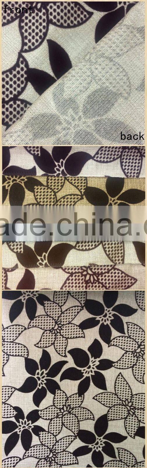 Middle east style Linen Cotton flocked upholstery fabric used for curtain sofa cushion material