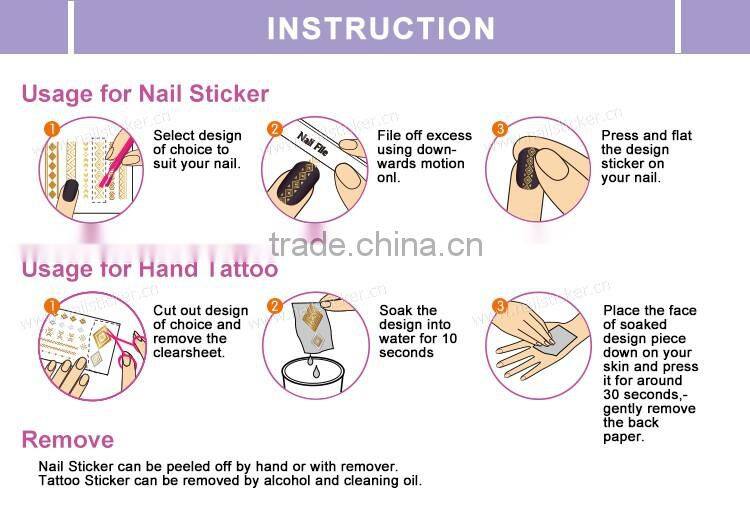 custom high quality Egyptian pattern nail art sticker decals 3d nail sticker metallic tattoo sticker set