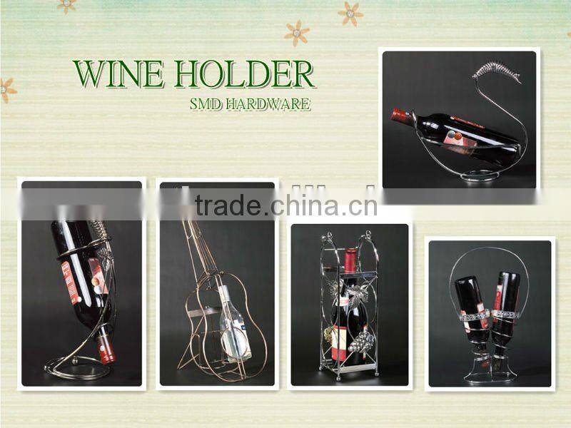 Chrome metal bronze rack for wine bottles