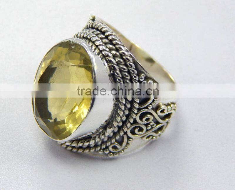 Natural faceted lemon topaz ring 92.5 sterling silver jewellery