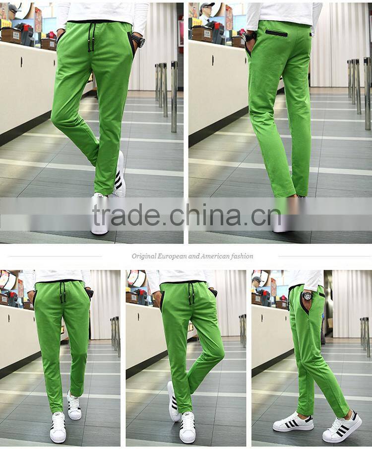 Men Fashion Causal Cotton Pants Solid Color Trousers Man Breathable Straight Plus Size Pants Tether Closed Lapel Sweatpants
