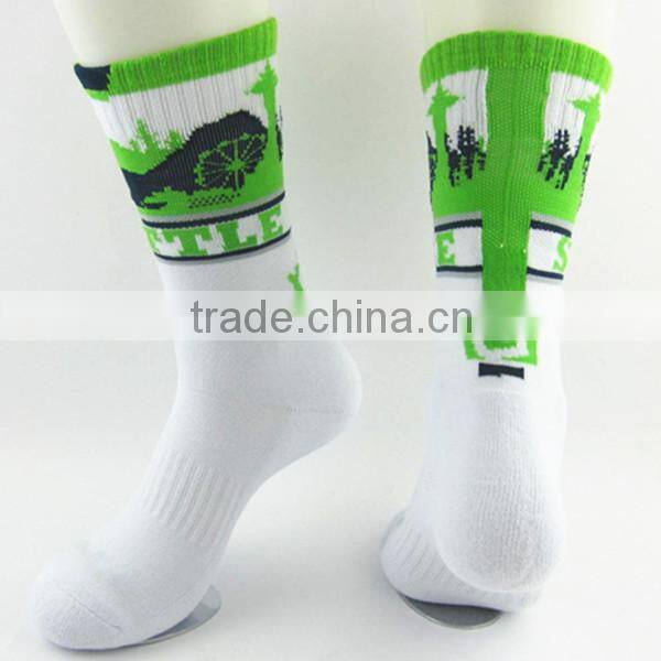 Wholesale custom happy women white terry socks