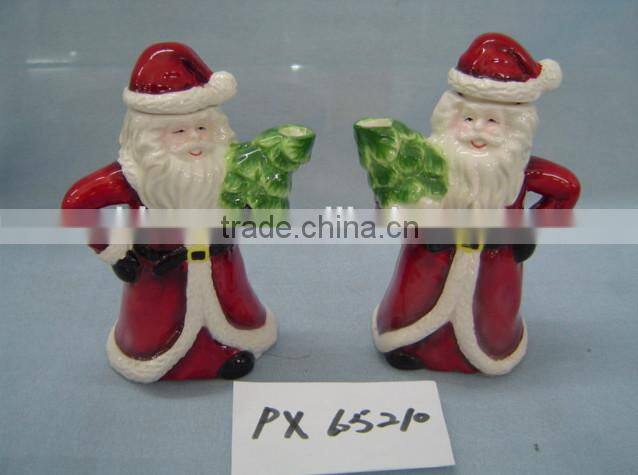 ceramic christmas santa pot with santa standing
