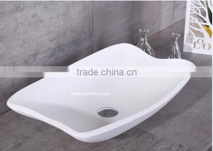 Solid Surface freestanding wash hand basin with tap , Stone Resin Wash Basin, wall hung wash basin