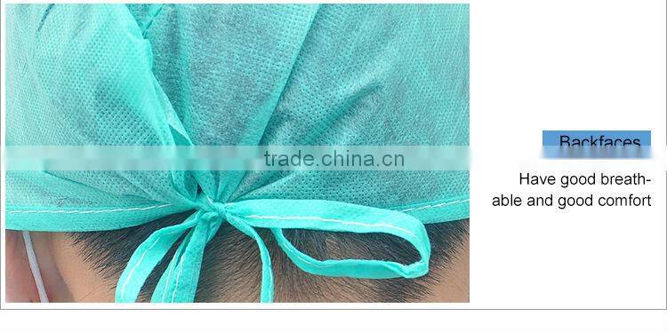 Disposable non woven surgical cap with tie on use for hospital