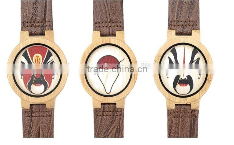 Hot selling leather strap cheap Wooden watches for men and women