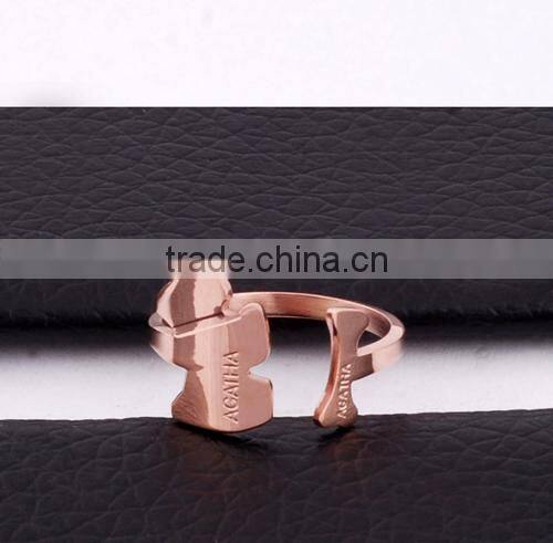 Fashion Cute Stainless steel Rose Gold Diamond Ring