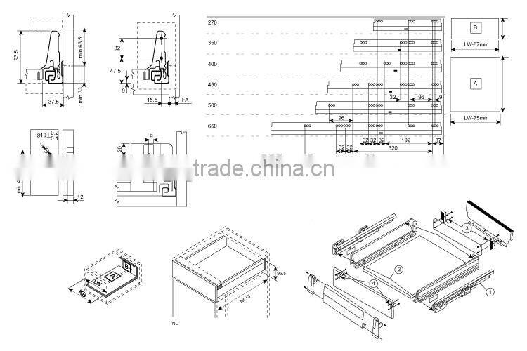 tandem box drawer slide extension drawer slide tool box drawer slides