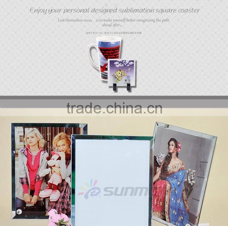 Customed logo printing L100*H100*W4mm square coaster sublimation toughened blank glass photo coaster