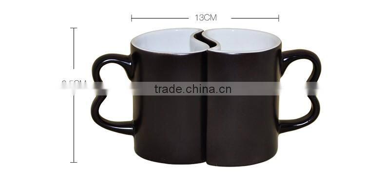 Personalized 11OZ couple cearmic mug with black color magic coffee mug for love