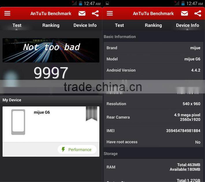 2014 new products 5.5inch MTK6572 dual core Mijue G6 smart phone