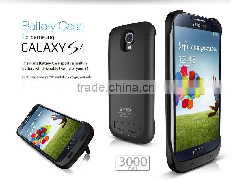 3000mah external battery backup case for Samsung Galaxy S4 I9500 portable power bank for S4