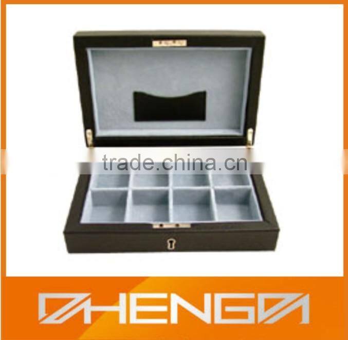 Best Sell factory custom made leather cufflink box with glass lid for gift (ZDS-F268)