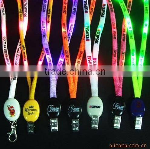 FREE SHIPPING Led Lanyard Neck Strap Flashing Flash Lanyard Necklace Promotional Gift