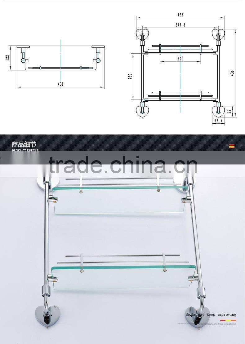 20702 bathroom accessory heart Double glass shelf hotel use modern kitchen