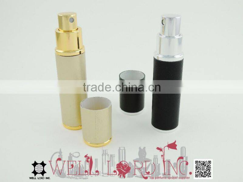 12ml classic silver loop black leather wrapped purse atomizer