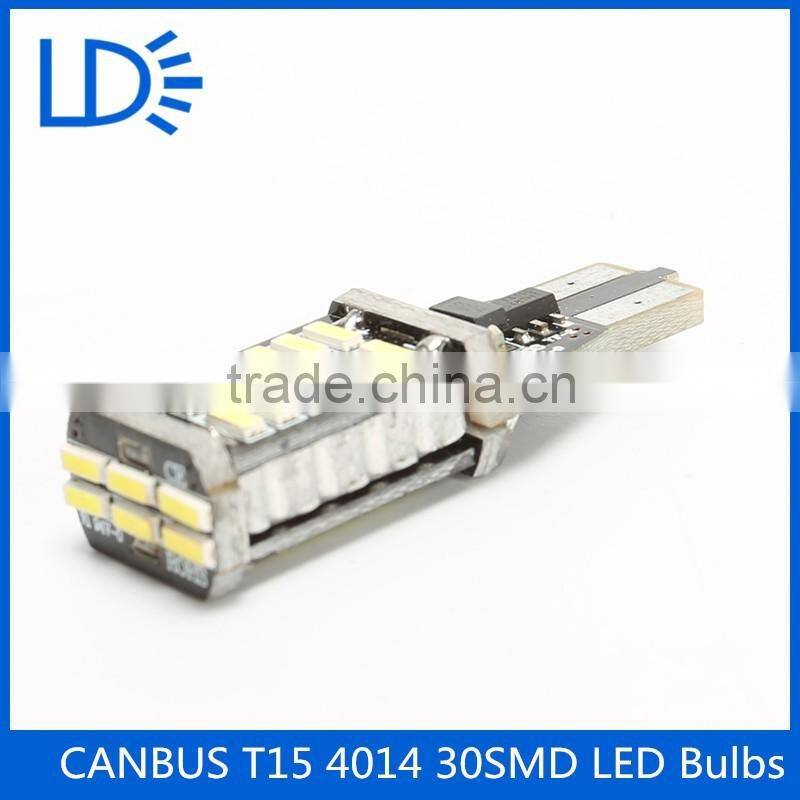 Wholesale New desigh Free Canbus 12v T15 4014 car led 30 smd auto bulb led tail light