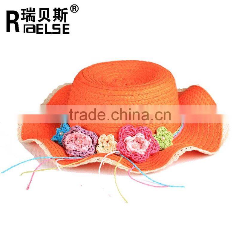 Fashion straw hat promotion for girl with lace and flower hats for women