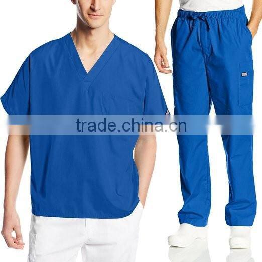 OEM Mens Workwear Scrub Set Medical Dentist Uniform V-neck Top & Cargo Pant