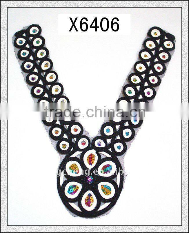 X6401/Latest Sequins Mesh Lace Collar Appliques for Garment