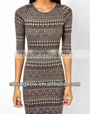ODM&OEM top Design Women Bodycon Dress Printed Dress long one piece dress shk060