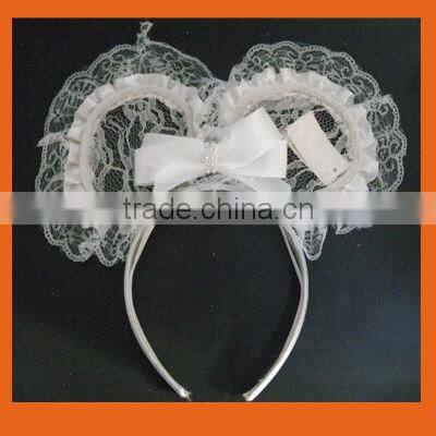 White lace rabit ear headband