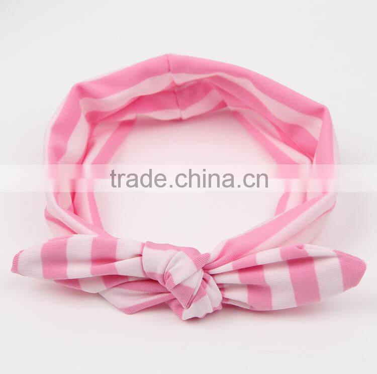 Top quality colorful striped bowknot knot girl hair headband,wholesale baby knot headband