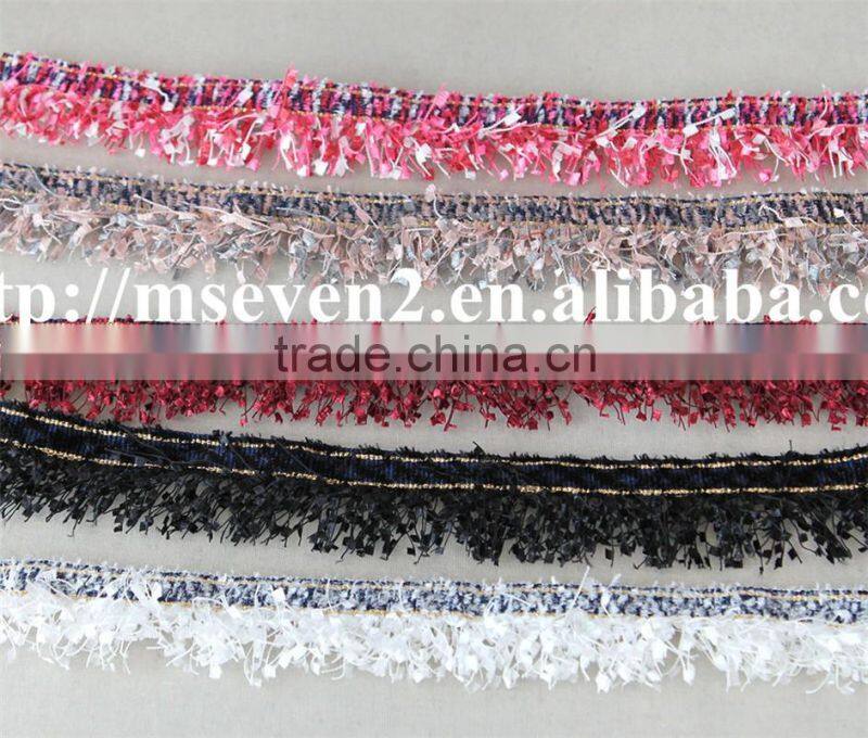 fashion color tassel fringe lace trim polyester tassel fabric embroidery lace