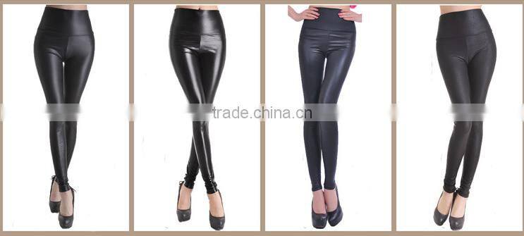 Punk Style Spring Summer Ladies Sexy Leather Look High Waist Stretch Leggings Sex Women Tights Black Leather Pants Size 6-14