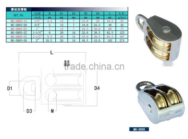 High Quality Zinc Alloy Small Fixed Single Metal Pulley and Double Pulley