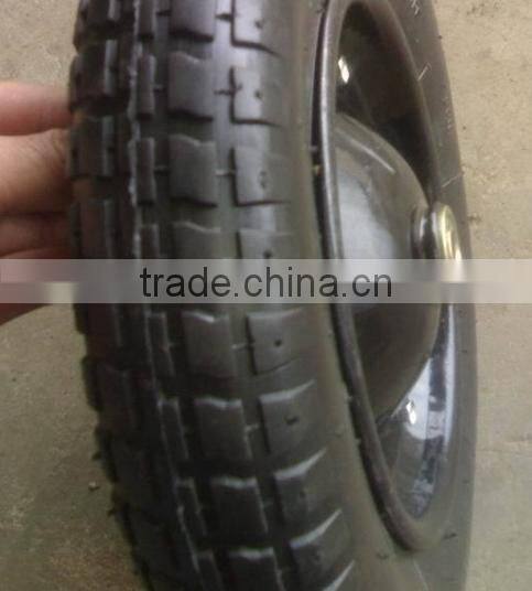 Filled pu flat free wheel wheelbarrow pu foam wheels 3.25-8