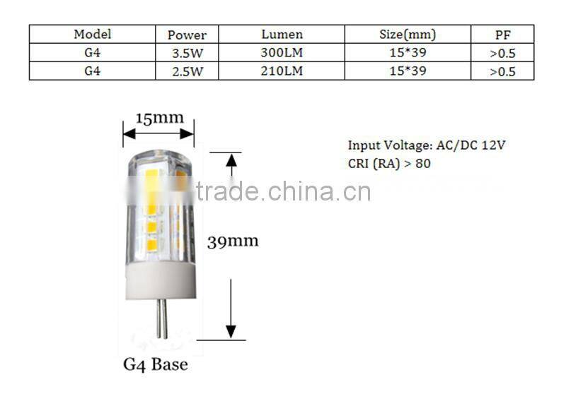Hot selling Eco friendly CE ROHS G4 LED Bulb 12V 3.5W 2.5W