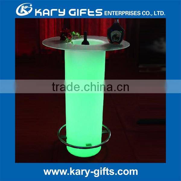 Shinning in dark led light cube round bar table with stools
