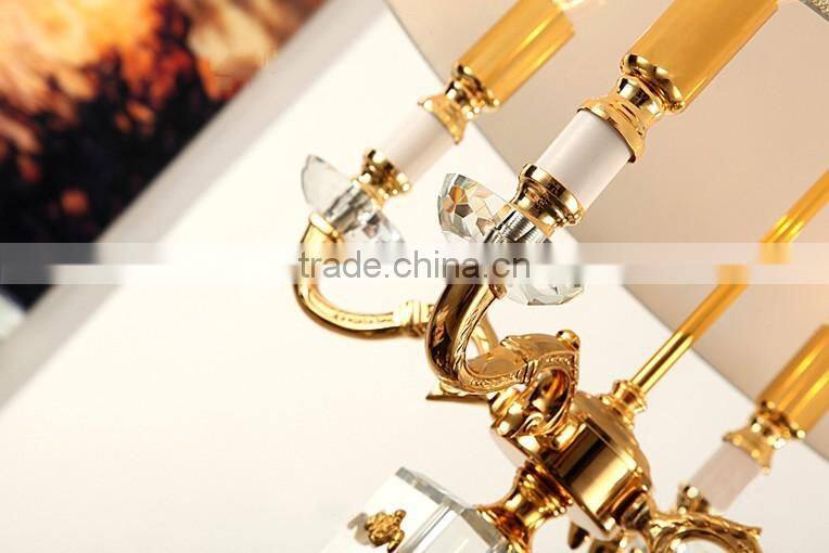 K9 crystal lamp body fabric lampshade four candles living room bedroom table lamp