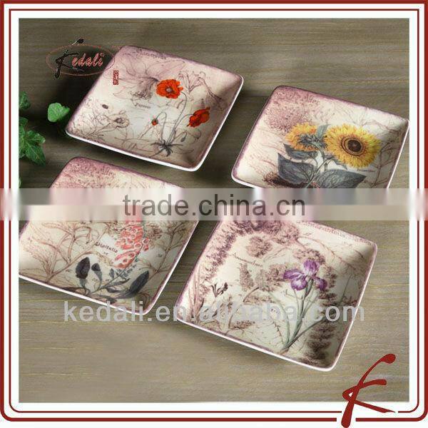 10" ceramic food plate with decal decoration