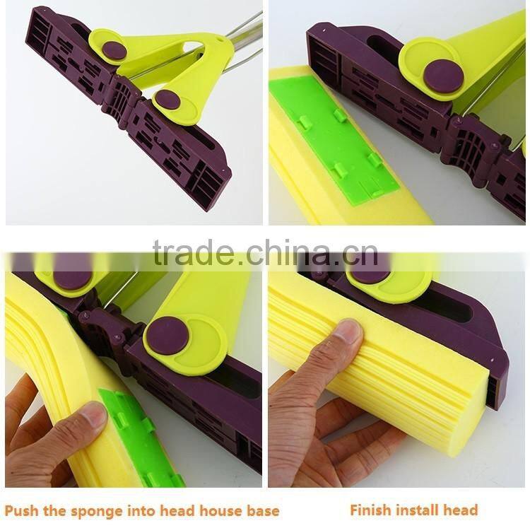 PVA Sponge twist cleaning Mop with Super Absorbent Sponge Head stick