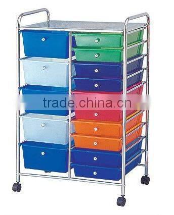 3 tier colorful plastic drawer trolley