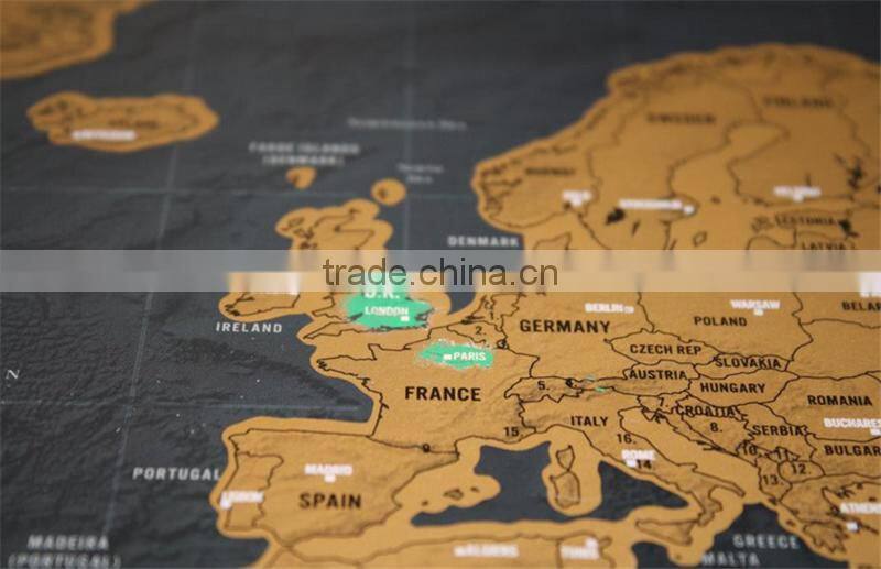 CT-750 Travel World Map Hard Paper Travel map Small black mini map Black Luxury