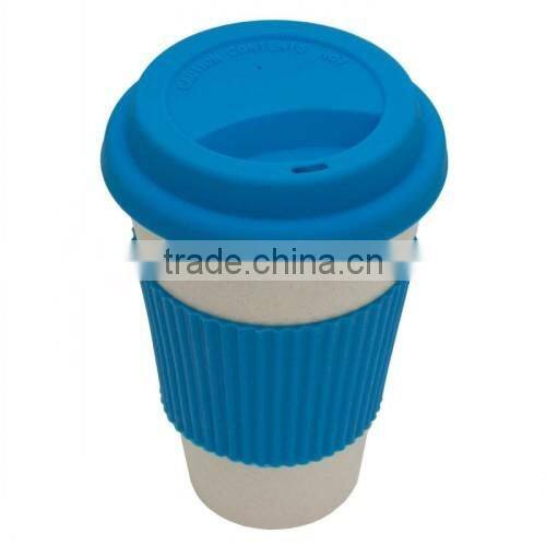 14OZ bamboo fiber mug cup with silicone lid